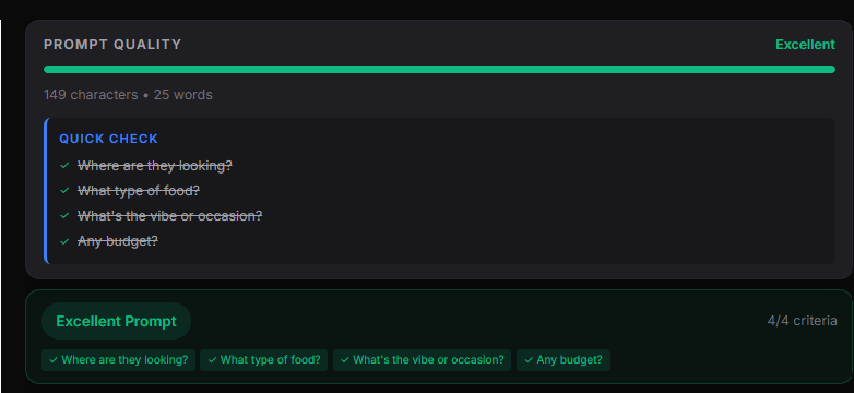 Real-time feedback - Prompt quality scoring